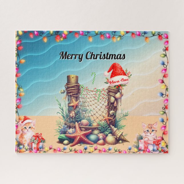 Puzzle tema de playa de Navidad (Horizontal)