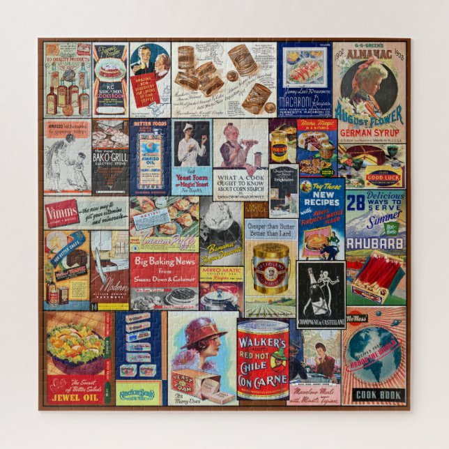 PUZZLE TEMA DE PUBLICIDAD DE ALIMENTOS/LIBROS DE VINTAJE (Vertical)
