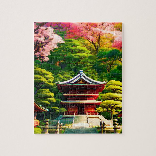 Puzzle Templo de la flor de cerezo (Vertical)