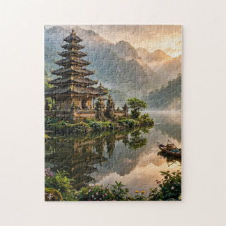 Puzzle Templo en un lago de montaña