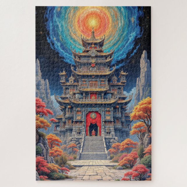 Puzzle Templo Pagoda Mística Bajo Cielo Celestial (Vertical)