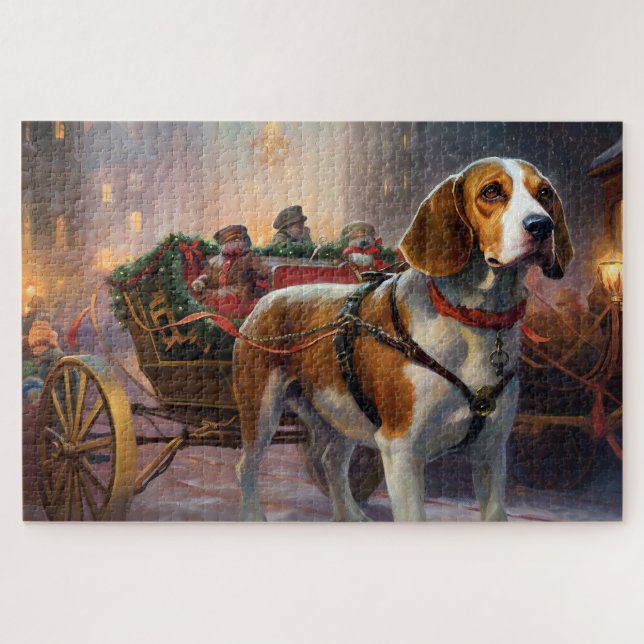 Puzzle Temporada festiva de los Navidades Beagle (Horizontal)