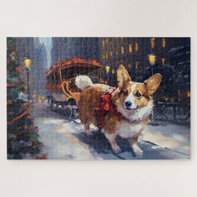 Puzzle Temporada festiva de los Navidades Corgi (Horizontal)