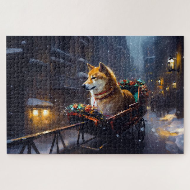 Puzzle Temporada festiva de los Navidades Inu de Shiba (Horizontal)