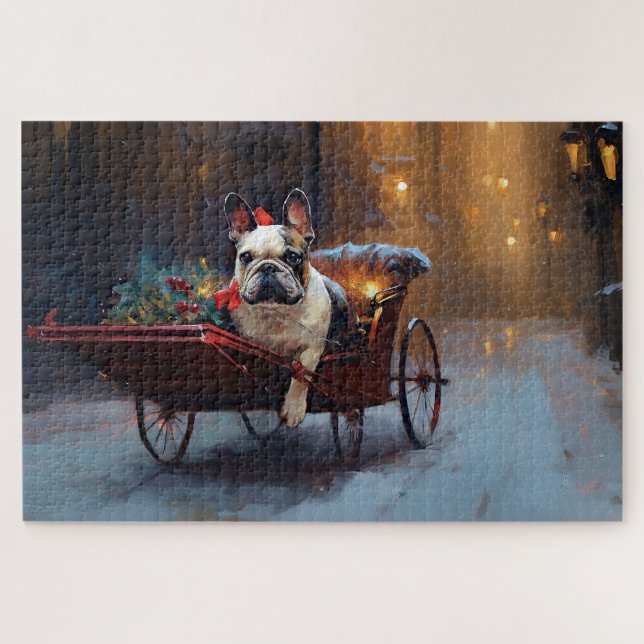 Puzzle Temporada festiva de Navidades de Bulldog francese (Horizontal)