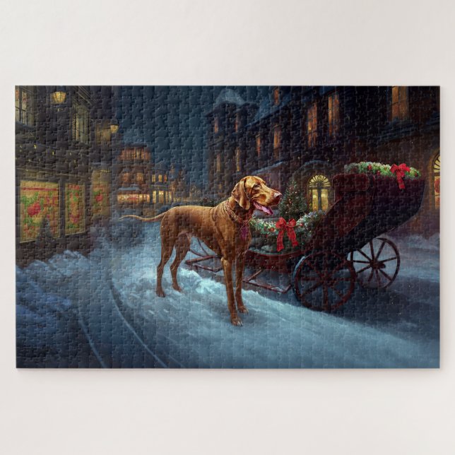 Puzzle Temporada festiva de Navidades Vizsla (Horizontal)
