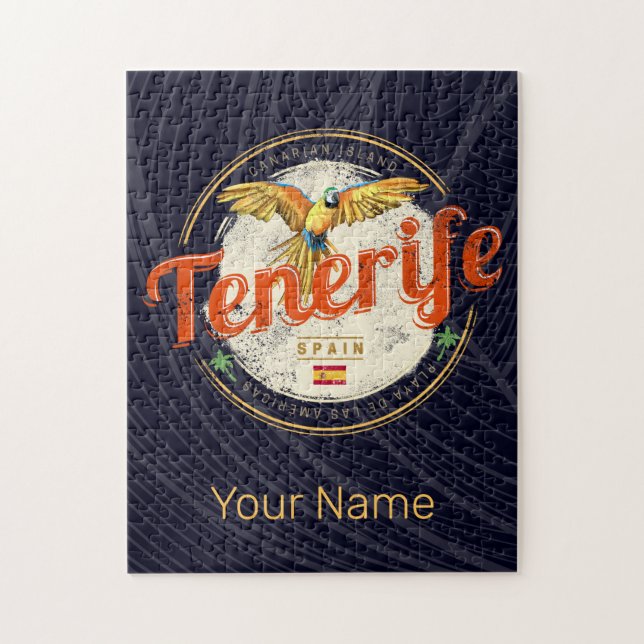 Puzzle Tenerife y Parrot Islas Canarias España Vintage (Vertical)