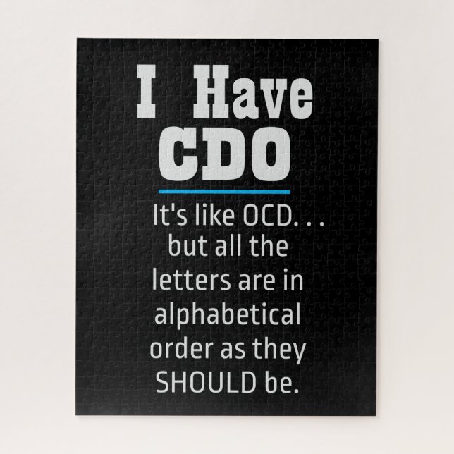 Puzzle Tengo CDO black Funny OCD Humor (Vertical)