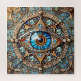 Puzzle Tercer Ojo - Mandala de Oro Azul Turquesa
