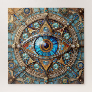 Puzzle Tercer Ojo - Mandala de Oro Azul Turquesa