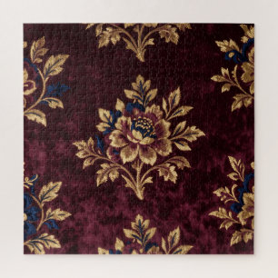 Puzzle Terciopelo de Peonía Borgoña con Bordado Floral Do