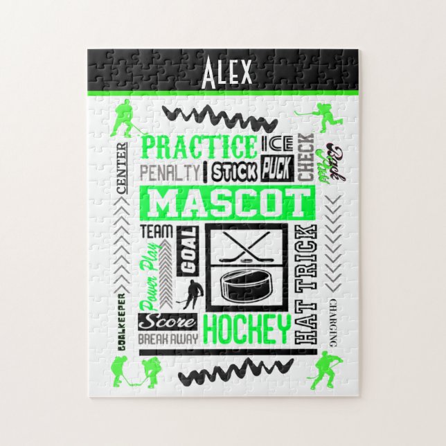 Puzzle Terminología de hockey masculino personalizada Neo (Vertical)