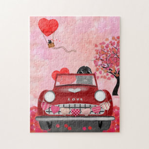 Puzzle Terranova en auto con corazones