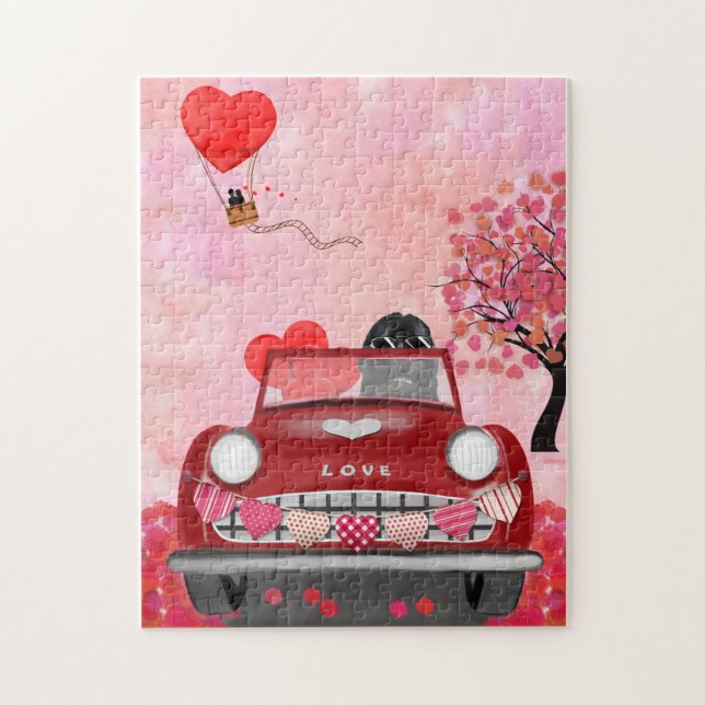 Puzzle Terranova en auto con corazones (Vertical)