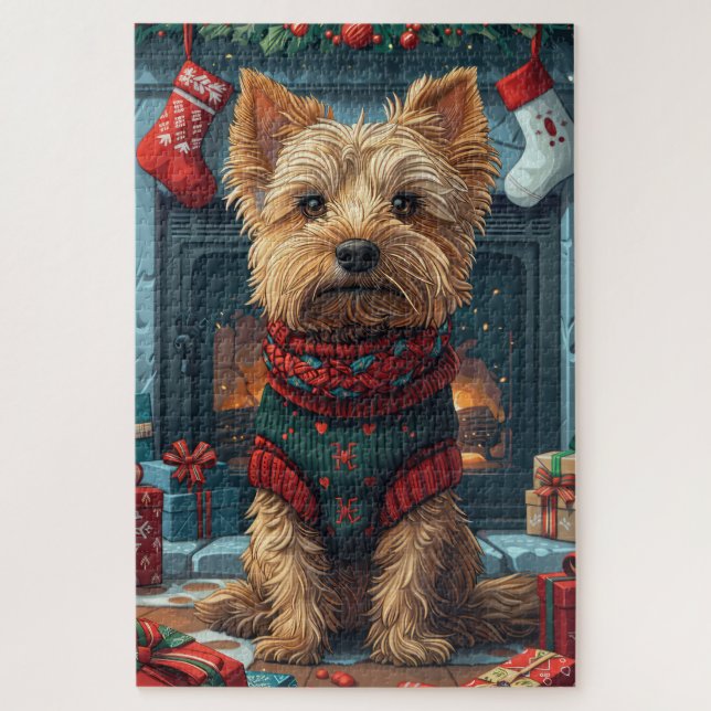 Puzzle Terrier Australiano con regalos de Navidad en Chim (Vertical)