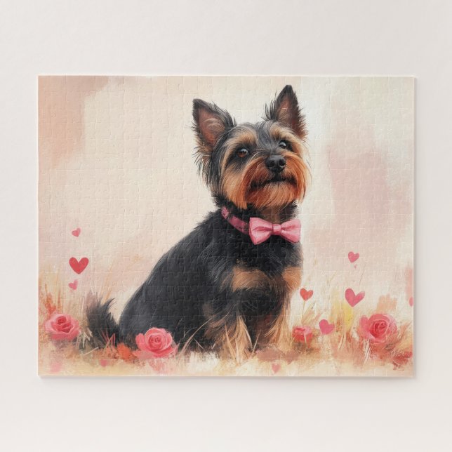 Puzzle Terrier Australiano con Rosas - Día de San Valentí (Horizontal)