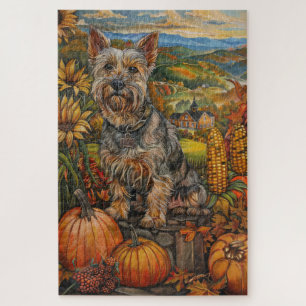 Puzzle Terrier Australiano Cosecha de Otoño Día de Acción