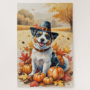 Puzzle Terrier Australiano Hojas de Otoño Arte de Acción 