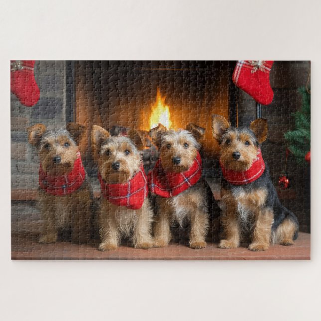 Puzzle Terrier australiano junto a los Navidades de la ch (Horizontal)