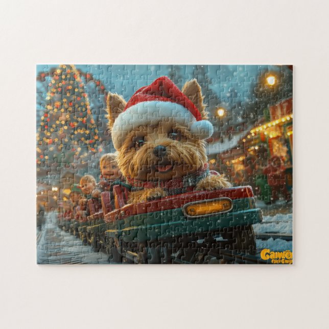 Puzzle Terrier Australiano Perro Montaña Rusa Navidad (Horizontal)