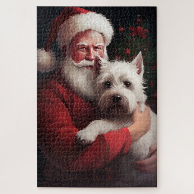 Puzzle Terrier Blanco de West Highland Santa Claus Navida (Vertical)