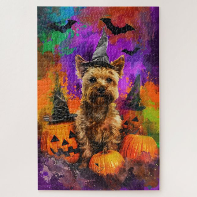 Puzzle Terrier Cairn espeluznante perro bruja de Hallowee (Vertical)