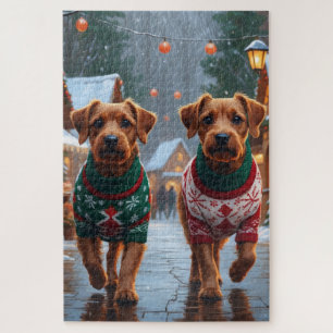 Puzzle Terrier de la Bahía de Chesapeake Navidad Nieve Fi