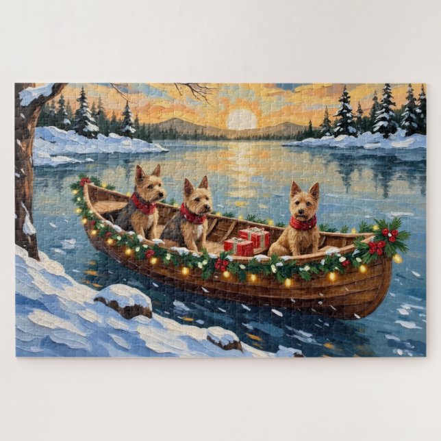 Puzzle Terrier de zorro alambre Navidad Barco Fiesta (Horizontal)