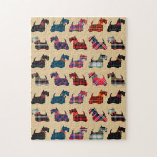 Puzzle Terrier Escoceses de Cuadros de Navidad