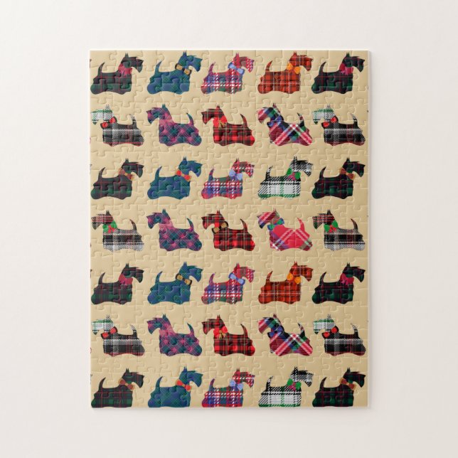 Puzzle Terrier Escoceses de Cuadros de Navidad (Vertical)