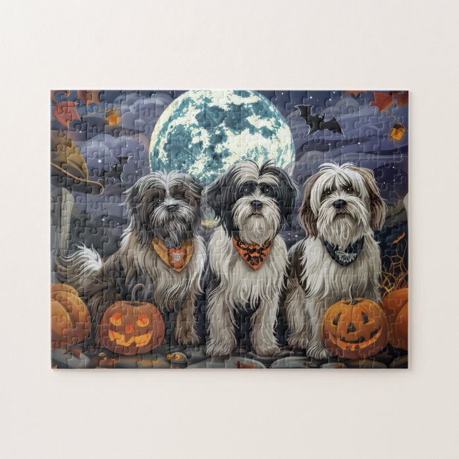 Puzzle Terrier Tibetano Halloween Espeluznante (Horizontal)