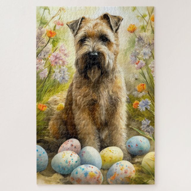 Puzzle Terrier Trigo con Huevos de Pascua Fiesta  (Vertical)