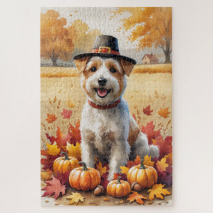 Puzzle Terrier Trigo en Hojas de Otoño Arte de Acción de 