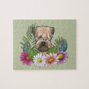 Puzzle Terrier Wheaten de Pelaje Suave Flores Coloridas V