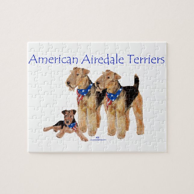 Puzzle Terriers Airedale Bandera Americana (Horizontal)