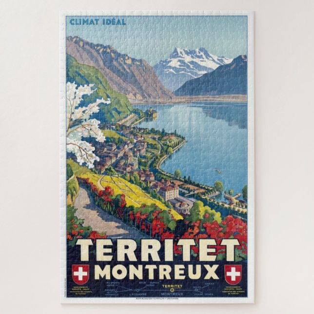 Puzzle Territet, viaje del vintage de Montreux, Suiza (Vertical)