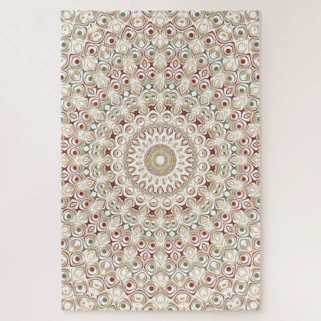 Puzzle Terroso Gris Marrón y Patrón de Mandala de Óxido (Vertical)
