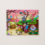 Puzzle Tesoro del Asistente de Cute Coloroso<br><div class="desc">Este colorido diseño cuenta con un mago,  rey y elfos con un cofre del tesoro. #fantasía moderna #mago #elves #rey #pájaro #tesoro #personalizado #ilustracion #puzzle #jigsaw #jigsawpuzzle #chica #mágico #gifts #giftsforgirls #coloridos #juegos</div>