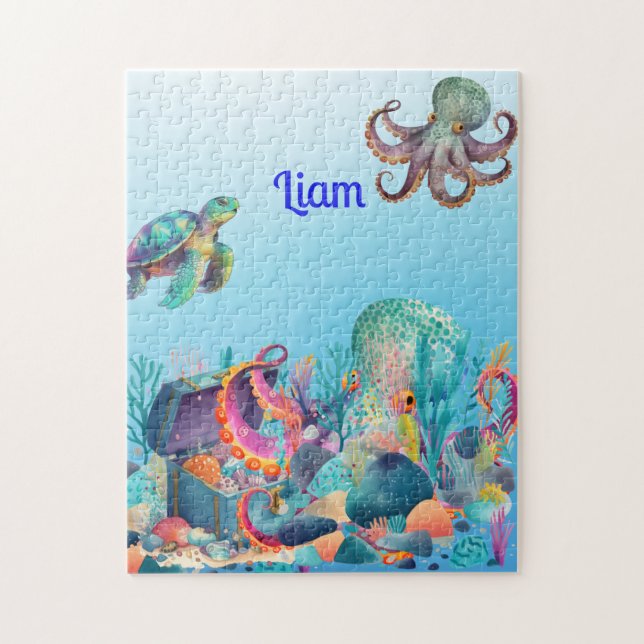 Puzzle Tesoro personalizado bajo el mar (Vertical)