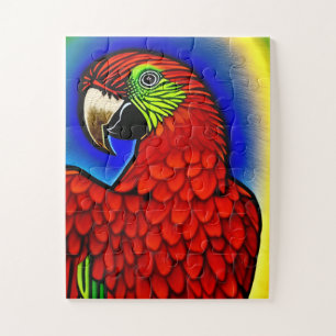 Puzzle Tesoro tropical: Resumen de arte de loro vibrante