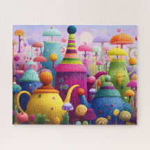 Tetera surrealista caprichosa de fantasía tejida a