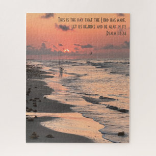 Puzzle Texas Beach Sunrise, Verse from Psalm 118:24