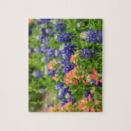 Puzzle Texas Bluebonnets y pinceles rojos Flores silvestr