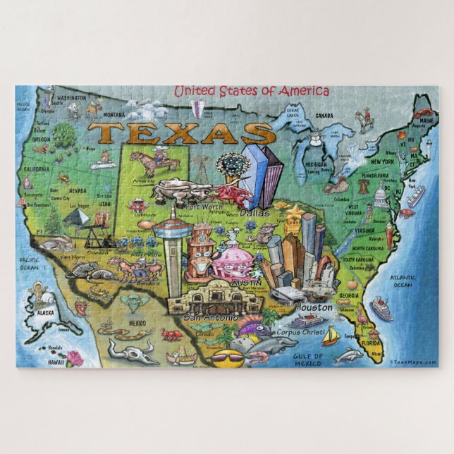 Puzzle Texas USA Fun Map (Horizontal)