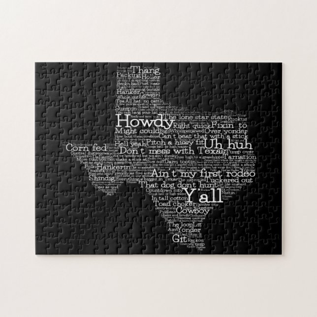 Puzzle Texas USA Jerga Mapa de Arte de Palabra Rompecabez (Horizontal)