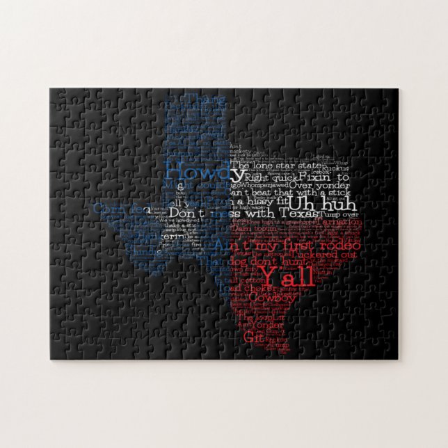 Puzzle Texas USA Jerga Mapa de Arte de Palabra Rompecabez (Horizontal)