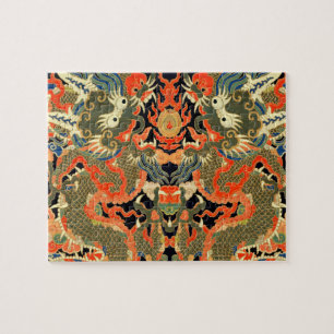 Puzzle Textil con estampado de dragón chino vintage Arte