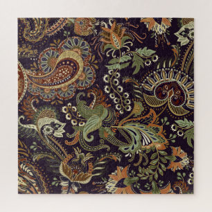 Puzzle Textil Paisley Colorful: Diseño de cosecha étnica