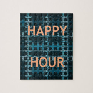 Puzzle Texto de Hora Feliz Azul Impresión de Arte Vectori