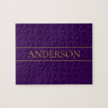 Puzzle Texto de Personalizable elegante | Oro y púrpura p<br><div class="desc">Elegante grabado de personalizable,  edita el diseño como quieras!</div>